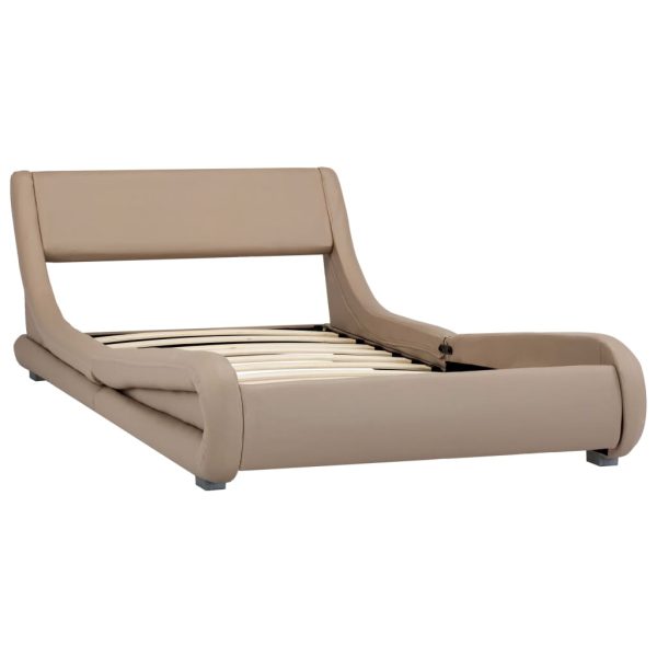 Estrutura de cama 100x200cm couro artificial cappuccino - Image 2