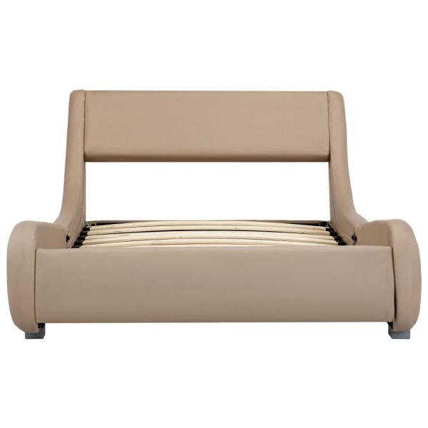 Estrutura de cama 100x200cm couro artificial cappuccino - Image 3