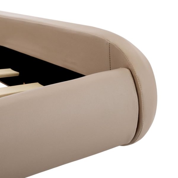 Estrutura de cama 100x200cm couro artificial cappuccino - Image 6