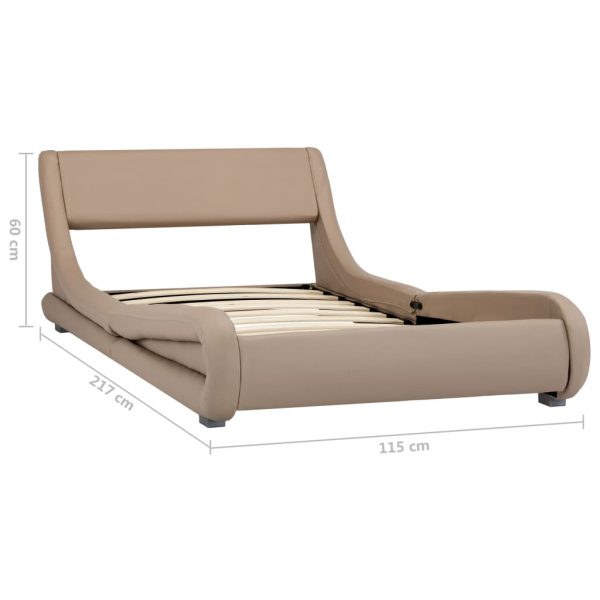 Estrutura de cama 100x200cm couro artificial cappuccino - Image 7