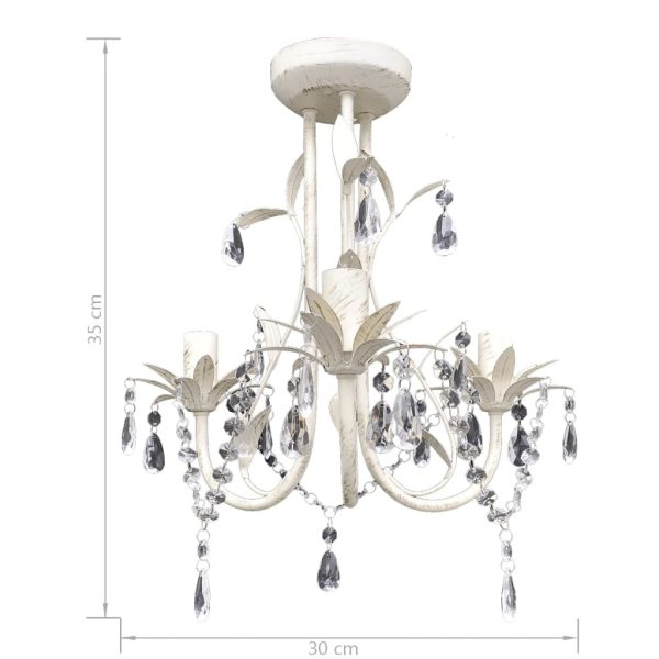 Lustres de teto com contas de cristal 2 pcs branco elegante - Image 6