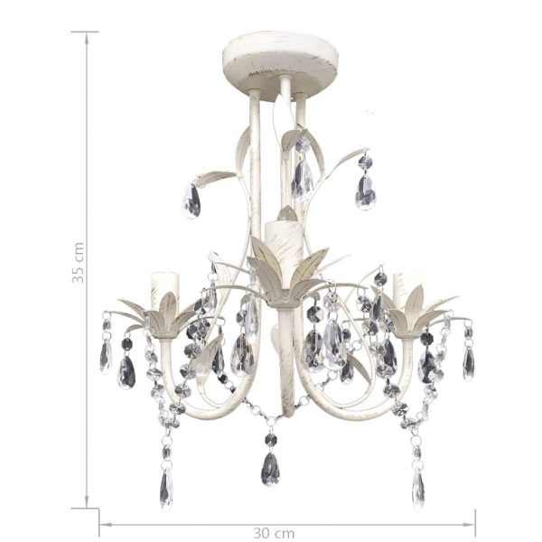 Lustres de teto com contas de cristal 4 pcs branco elegante - Image 6