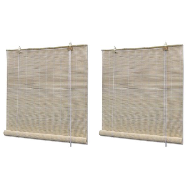 Estores de rolo em bambu natural 2 pcs 120x160 cm