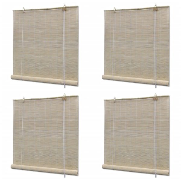 Estores de rolo em bambu natural 4 pcs 120x160 cm