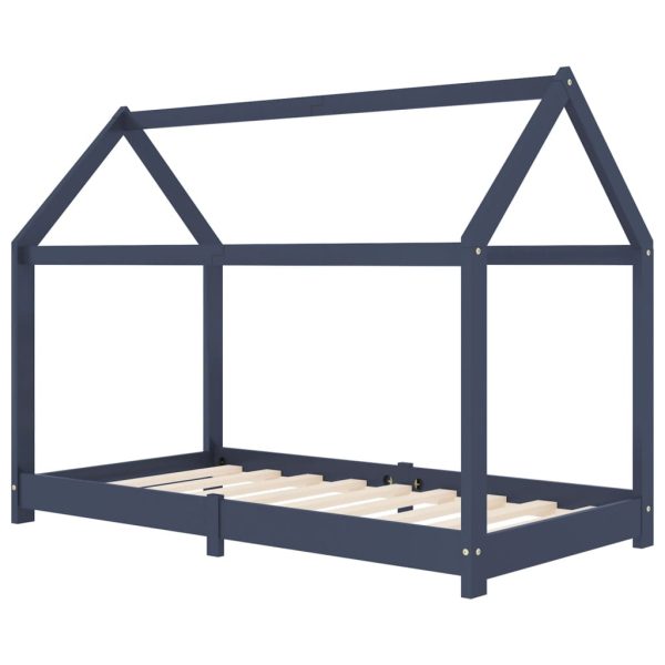 Estrutura de cama para crianças 70x140 cm pinho maciço cinzento - Image 2