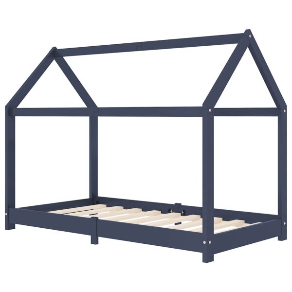 Estrutura de cama para crianças 80x160 cm pinho maciço cinza - Image 2