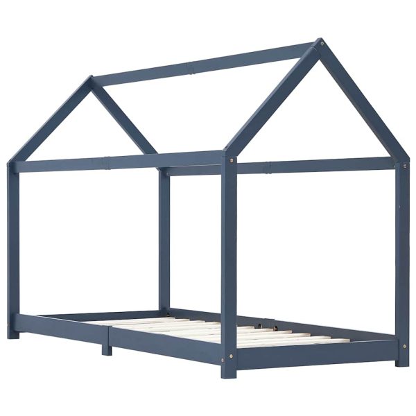 Estrutura de cama para crianças 90x200 cm pinho maciço cinzento - Image 2