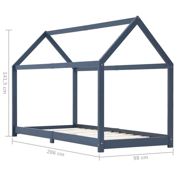 Estrutura de cama para crianças 90x200 cm pinho maciço cinzento - Image 7