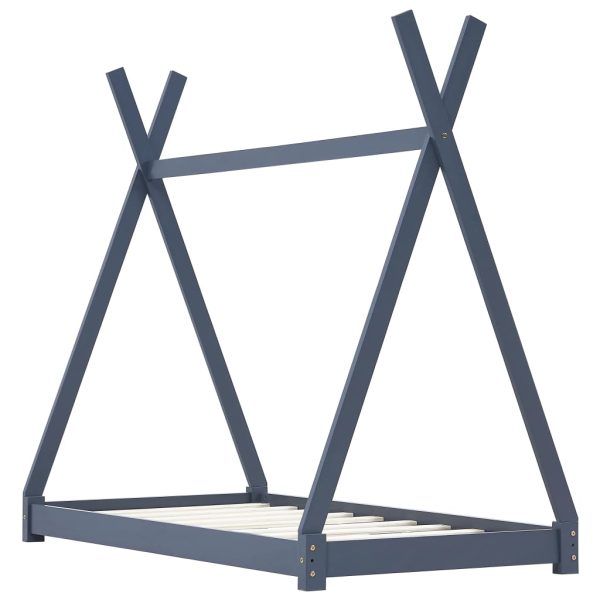 Estrutura de cama para crianças 80x160 cm pinho maciço cinza - Image 2