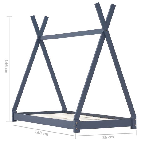 Estrutura de cama para crianças 80x160 cm pinho maciço cinza - Image 7