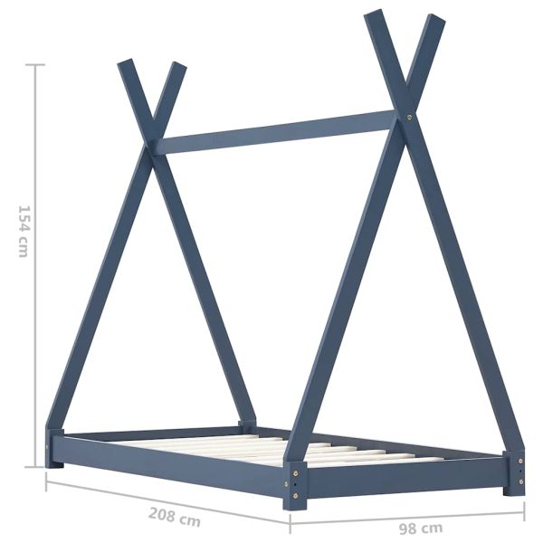 Estrutura de cama para crianças 90x200 cm pinho maciço cinzento - Image 7