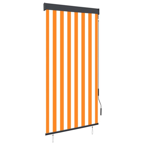 Estore de rolo para exterior 80x250 cm branco e laranja