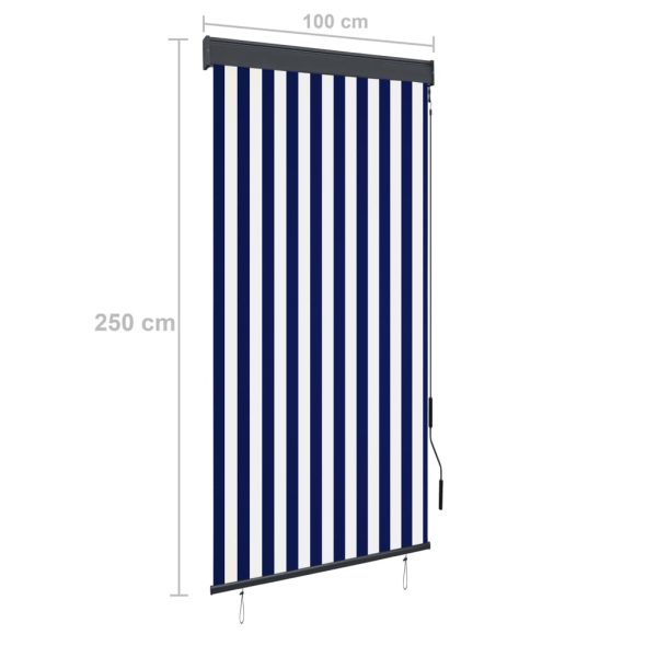 Estore de rolo para exterior 100x250 cm azul e branco - Image 8