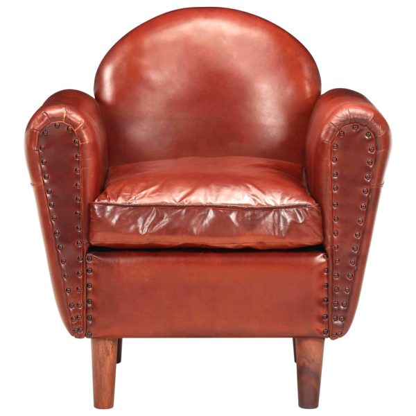 Poltrona 77x65x79 cm couro genuíno castanho - Image 2