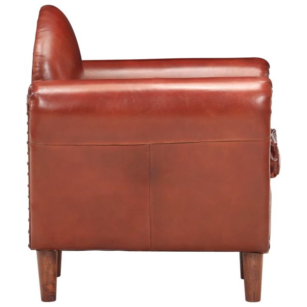 Poltrona 77x65x79 cm couro genuíno castanho - Image 3