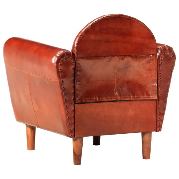 Poltrona 77x65x79 cm couro genuíno castanho - Image 4