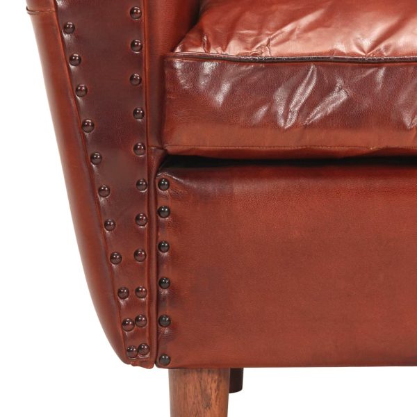 Poltrona 77x65x79 cm couro genuíno castanho - Image 6