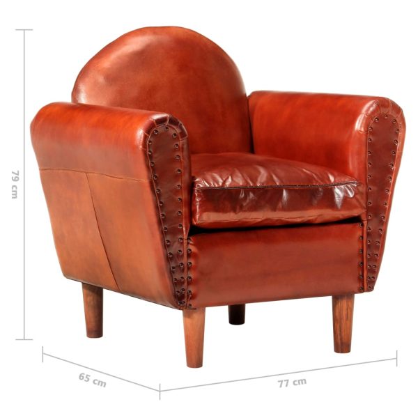 Poltrona 77x65x79 cm couro genuíno castanho - Image 7
