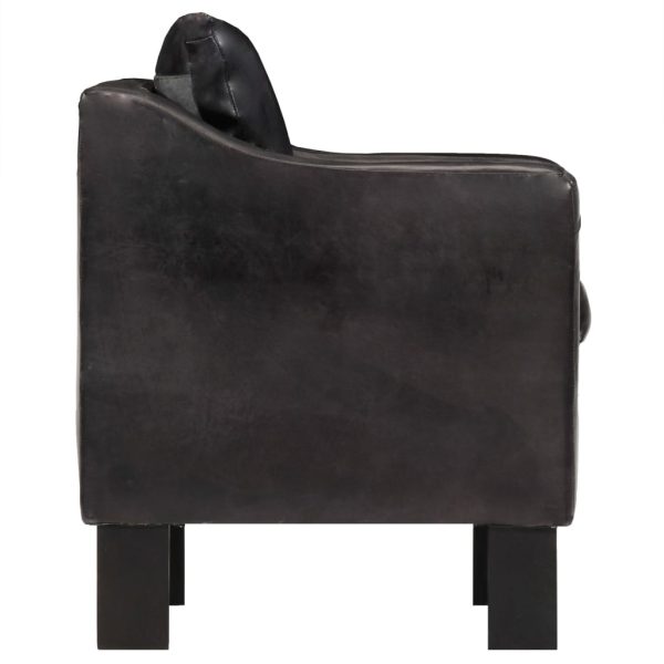 Poltrona couro genuíno preto - Image 3