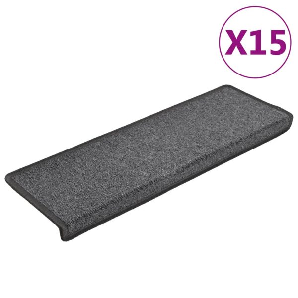 Tapete/carpete para degraus 15 pcs 65x21x4 cm cinzento-escuro - Image 2