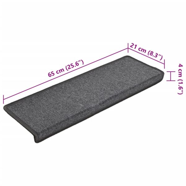 Tapete/carpete para degraus 15 pcs 65x21x4 cm cinzento-escuro - Image 8