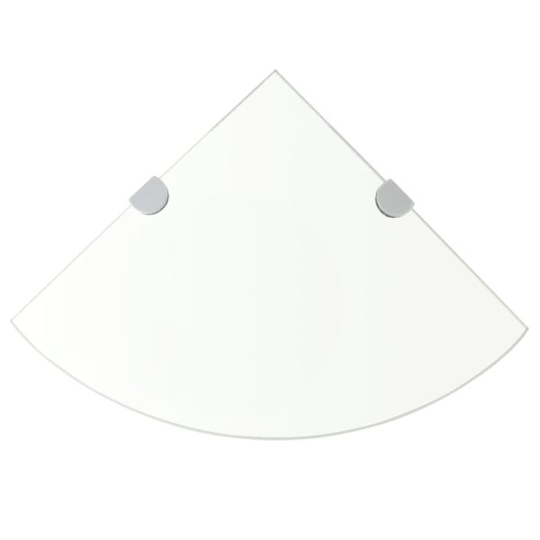 Prateleiras canto 2pcs suportes cromados 35x35cm vidro transp.