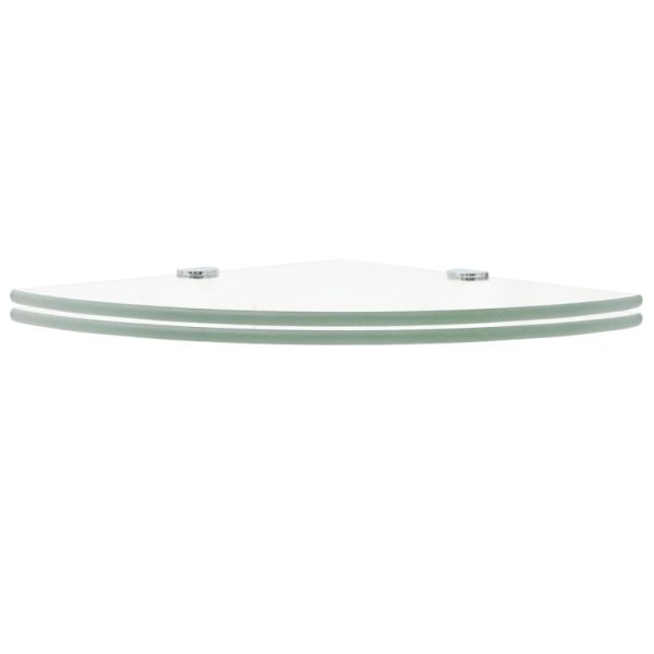 Prateleiras canto 2pcs suportes cromados 35x35cm vidro transp. - Image 2
