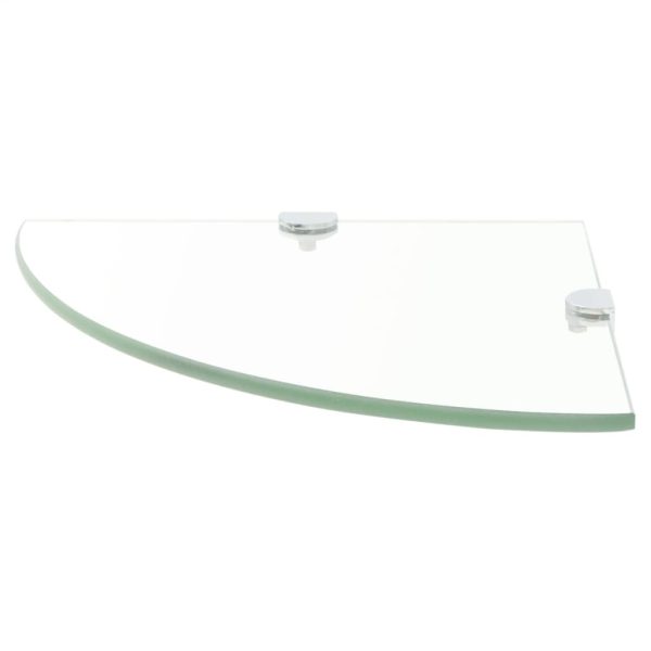 Prateleiras canto 2pcs suportes cromados 35x35cm vidro transp. - Image 3