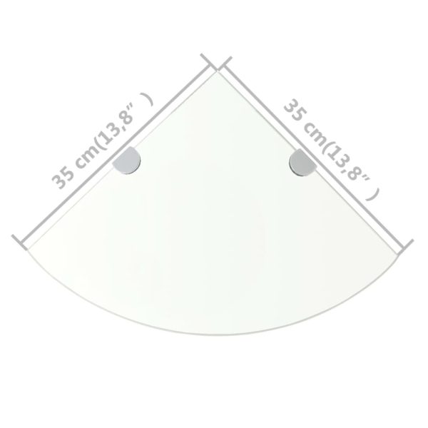 Prateleiras canto 2pcs suportes cromados 35x35cm vidro transp. - Image 7