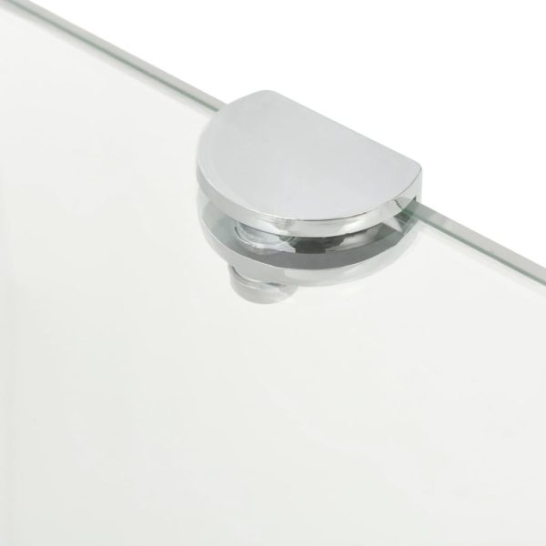 Prateleiras canto 2 pcs suportes cromados 45x45cm vidro transp. - Image 5