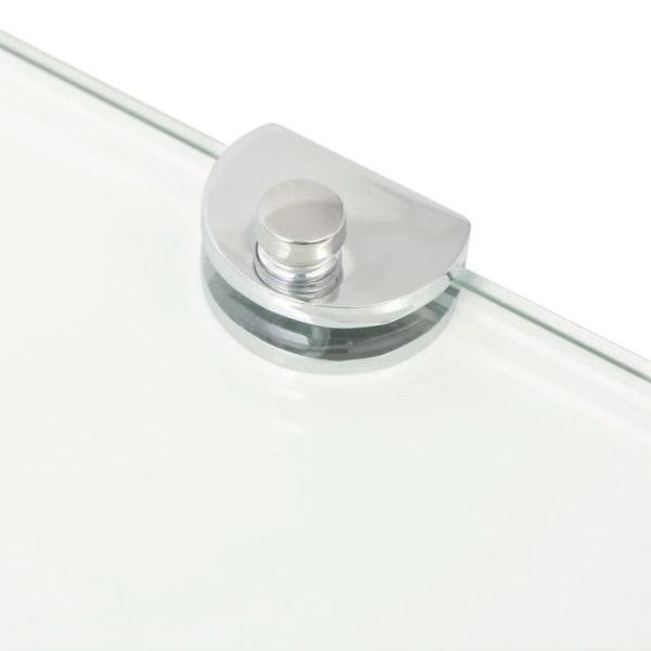 Prateleiras canto 2 pcs suportes cromados 45x45cm vidro transp. - Image 6