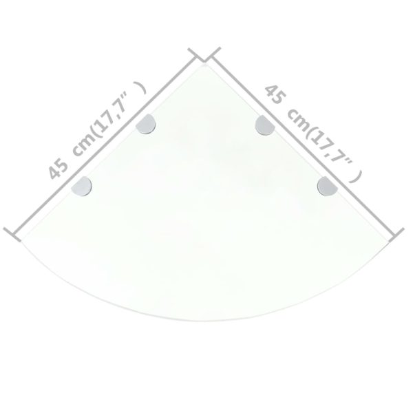 Prateleiras canto 2 pcs suportes cromados 45x45cm vidro transp. - Image 7