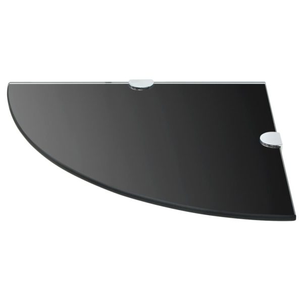 Prateleiras canto 2 pcs suportes cromados 25x25cm vidro preto - Image 3