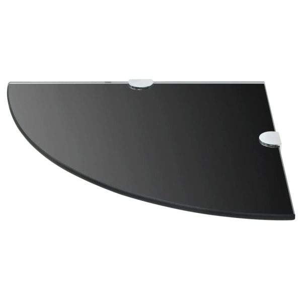 Prateleiras canto 2 pcs suportes cromados 35x35cm vidro preto - Image 3