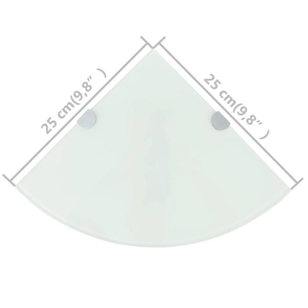 Prateleiras canto 2 pcs suportes cromados 25x25cm vidro branco - Image 7