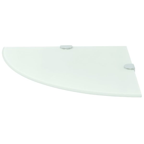 Prateleiras canto 2 pcs suportes cromados 35x35cm vidro branco - Image 3