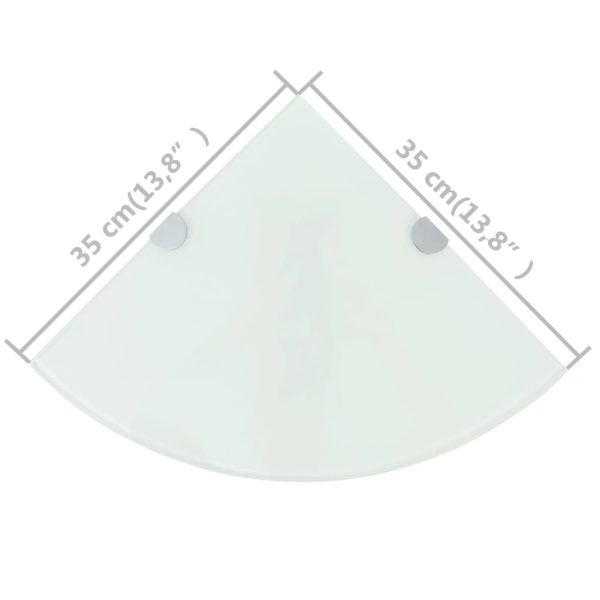 Prateleiras canto 2 pcs suportes cromados 35x35cm vidro branco - Image 7