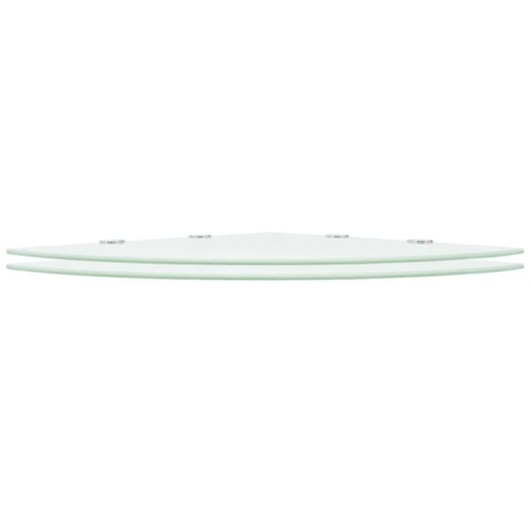 Prateleiras canto 2 pcs suportes cromados 45x45cm vidro branco - Image 2