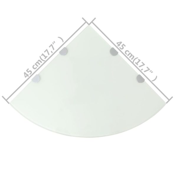Prateleiras canto 2 pcs suportes cromados 45x45cm vidro branco - Image 6