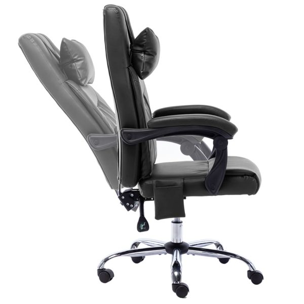 Cadeira de escritório c/ função massagem couro artificial preto - Image 6
