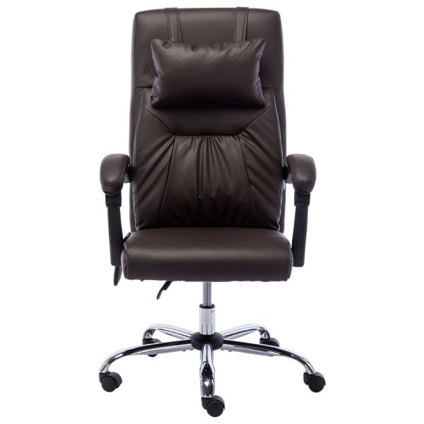 Cadeira escritório c/ função massagem couro artificial castanho - Image 2