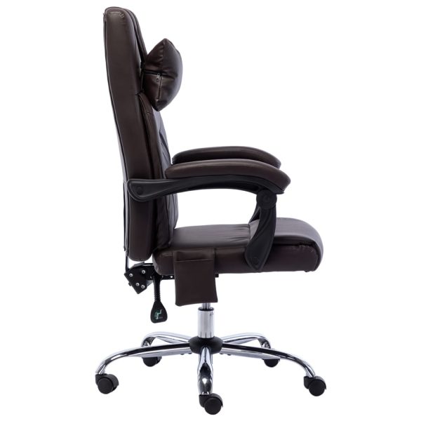 Cadeira escritório c/ função massagem couro artificial castanho - Image 3