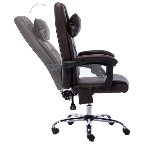 Cadeira escritório c/ função massagem couro artificial castanho - Image 5