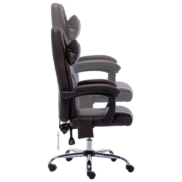 Cadeira escritório c/ função massagem couro artificial castanho - Image 6