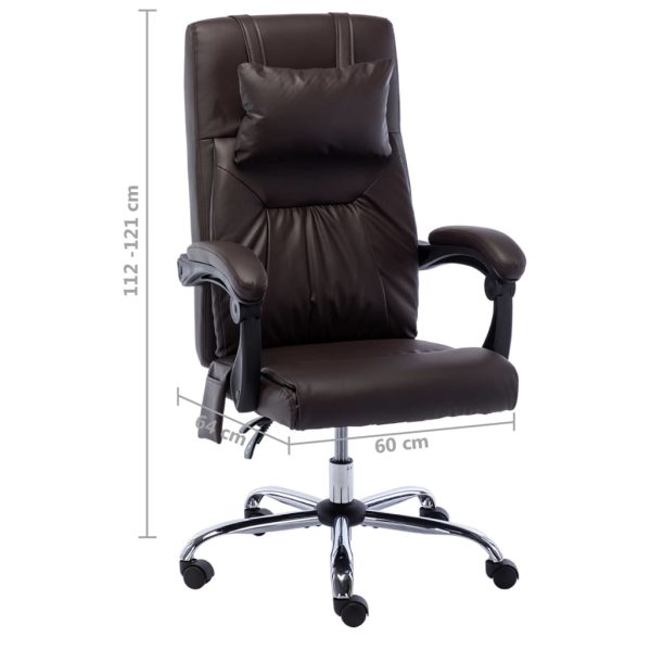 Cadeira escritório c/ função massagem couro artificial castanho - Image 8