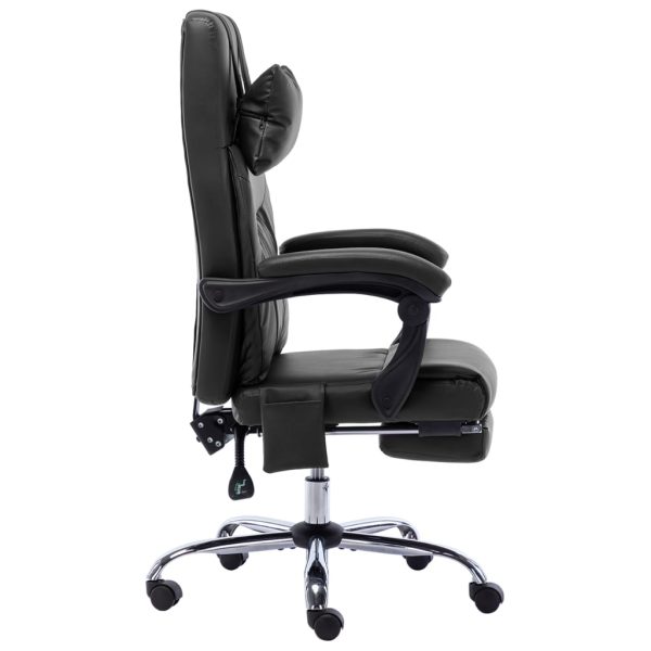 Cadeira de escritório c/ função massagem couro artificial preto - Image 3