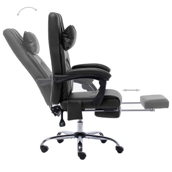 Cadeira de escritório c/ função massagem couro artificial preto - Image 5