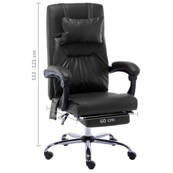 Cadeira de escritório c/ função massagem couro artificial preto - Image 8