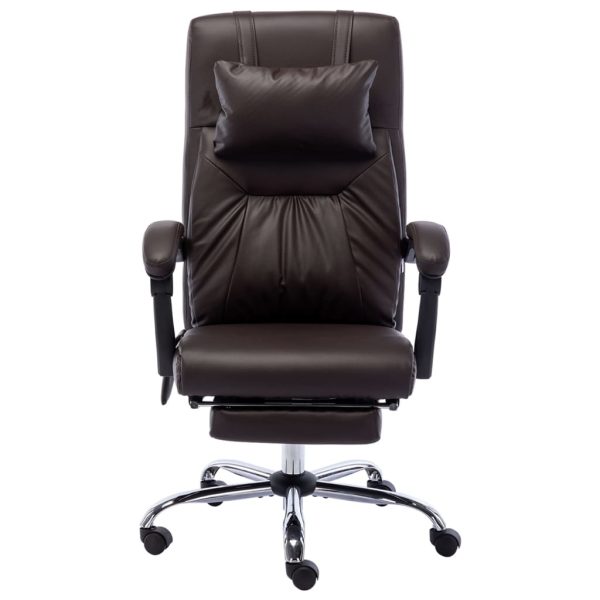Cadeira escritório c/ função massagem couro artificial castanho - Image 2