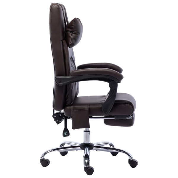Cadeira escritório c/ função massagem couro artificial castanho - Image 3